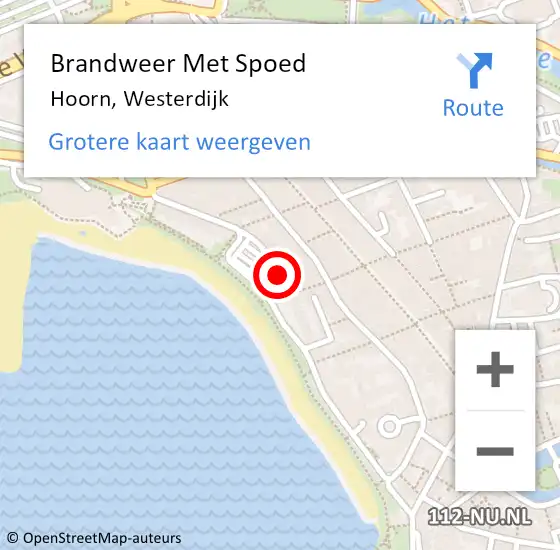 Locatie op kaart van de 112 melding: Brandweer Met Spoed Naar Hoorn, Westerdijk op 18 mei 2024 20:21