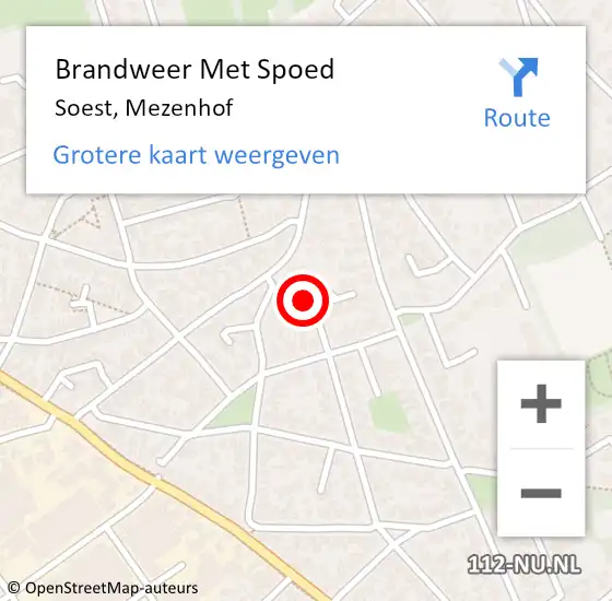Locatie op kaart van de 112 melding: Brandweer Met Spoed Naar Soest, Mezenhof op 18 mei 2024 20:26