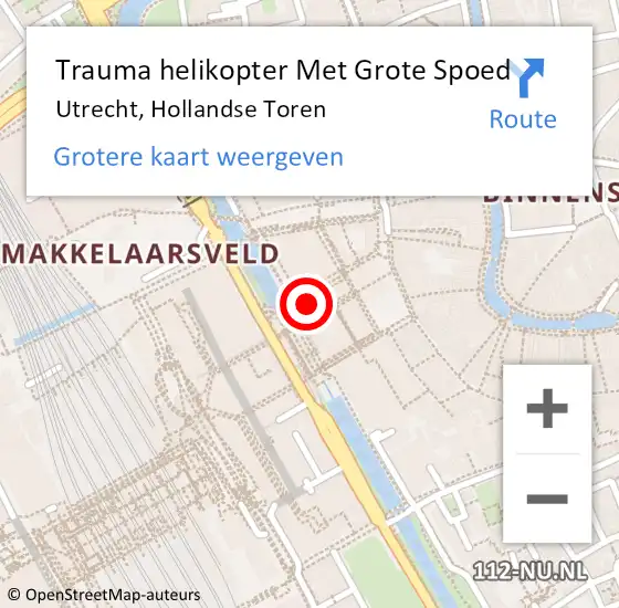 Locatie op kaart van de 112 melding: Trauma helikopter Met Grote Spoed Naar Utrecht, Hollandse Toren op 18 mei 2024 20:33