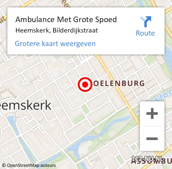 Locatie op kaart van de 112 melding: Ambulance Met Grote Spoed Naar Heemskerk, Bilderdijkstraat op 18 mei 2024 20:37