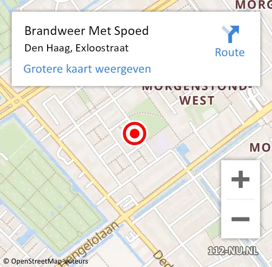 Locatie op kaart van de 112 melding: Brandweer Met Spoed Naar Den Haag, Exloostraat op 18 mei 2024 20:43