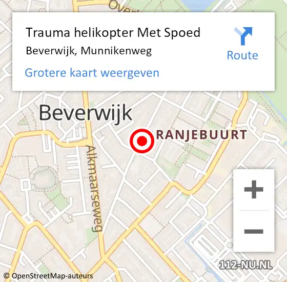 Locatie op kaart van de 112 melding: Trauma helikopter Met Spoed Naar Beverwijk, Munnikenweg op 18 mei 2024 20:43