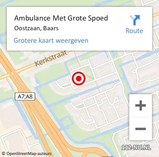 Locatie op kaart van de 112 melding: Ambulance Met Grote Spoed Naar Oostzaan, Baars op 18 mei 2024 20:46