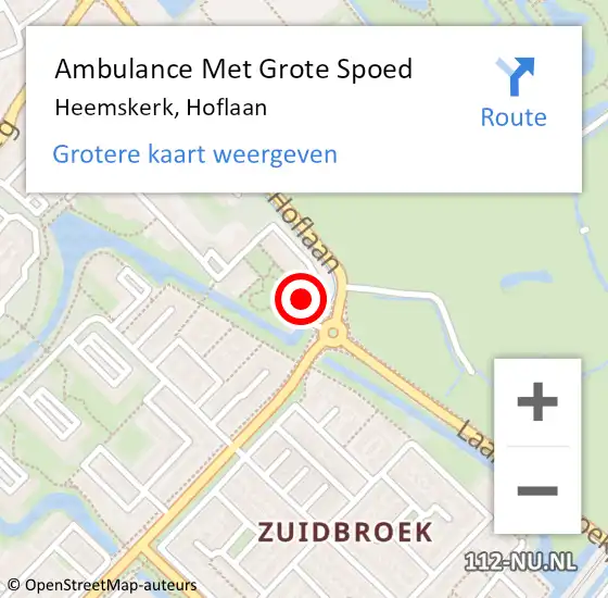 Locatie op kaart van de 112 melding: Ambulance Met Grote Spoed Naar Heemskerk, Hoflaan op 18 mei 2024 20:52