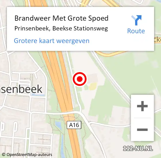 Locatie op kaart van de 112 melding: Brandweer Met Grote Spoed Naar Prinsenbeek, Beekse Stationsweg op 18 mei 2024 20:56