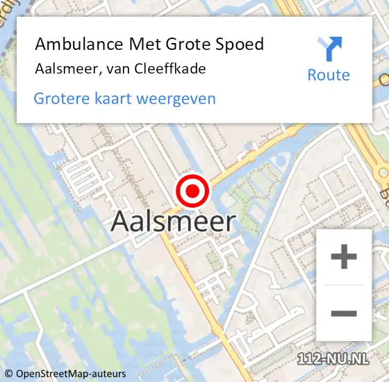 Locatie op kaart van de 112 melding: Ambulance Met Grote Spoed Naar Aalsmeer, van Cleeffkade op 18 mei 2024 21:01