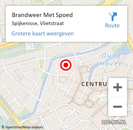 Locatie op kaart van de 112 melding: Brandweer Met Spoed Naar Spijkenisse, Vlietstraat op 18 mei 2024 21:02