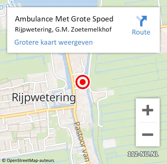 Locatie op kaart van de 112 melding: Ambulance Met Grote Spoed Naar Rijpwetering, G.M. Zoetemelkhof op 18 mei 2024 21:09