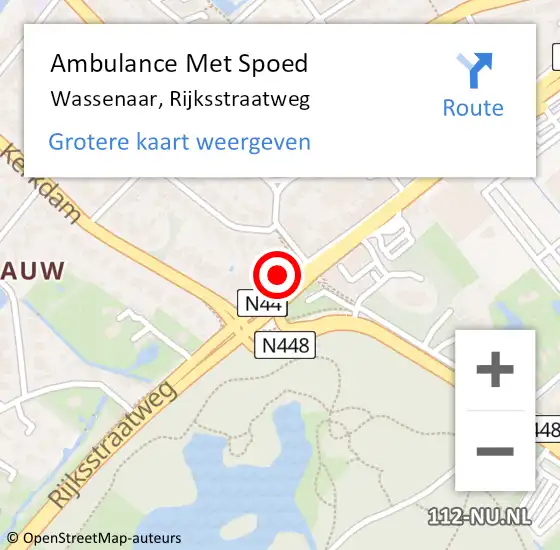 Locatie op kaart van de 112 melding: Ambulance Met Spoed Naar Wassenaar, Rijksstraatweg op 18 mei 2024 21:11