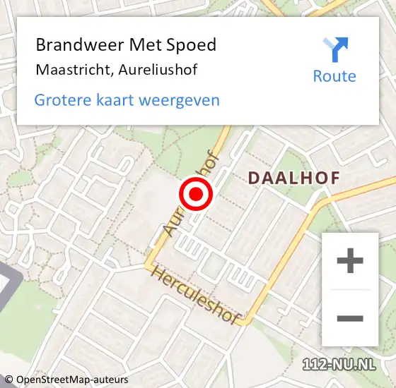 Locatie op kaart van de 112 melding: Brandweer Met Spoed Naar Maastricht, Aureliushof op 18 mei 2024 21:14