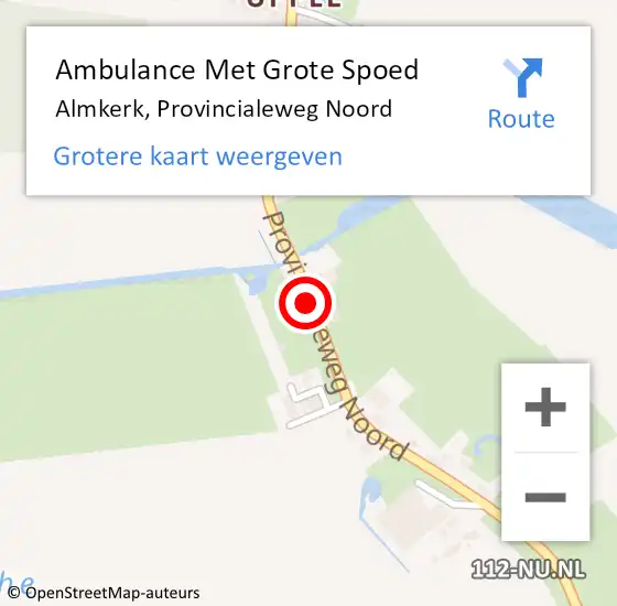 Locatie op kaart van de 112 melding: Ambulance Met Grote Spoed Naar Almkerk, Provincialeweg Noord op 18 mei 2024 21:20