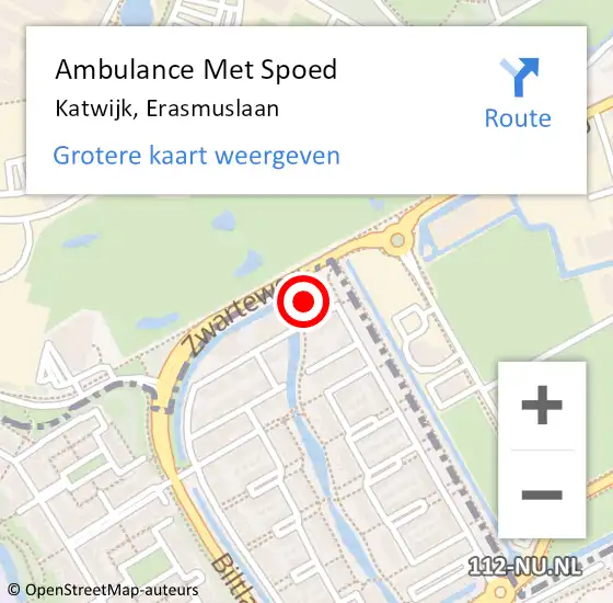 Locatie op kaart van de 112 melding: Ambulance Met Spoed Naar Katwijk, Erasmuslaan op 18 mei 2024 21:27