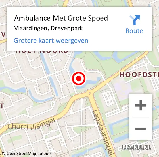 Locatie op kaart van de 112 melding: Ambulance Met Grote Spoed Naar Vlaardingen, Drevenpark op 18 mei 2024 21:30