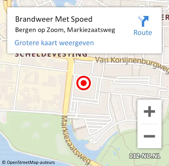 Locatie op kaart van de 112 melding: Brandweer Met Spoed Naar Bergen op Zoom, Markiezaatsweg op 18 mei 2024 21:33