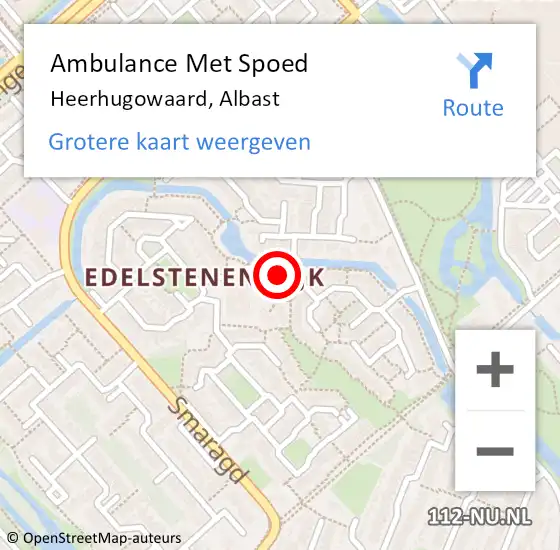 Locatie op kaart van de 112 melding: Ambulance Met Spoed Naar Heerhugowaard, Albast op 18 mei 2024 21:35