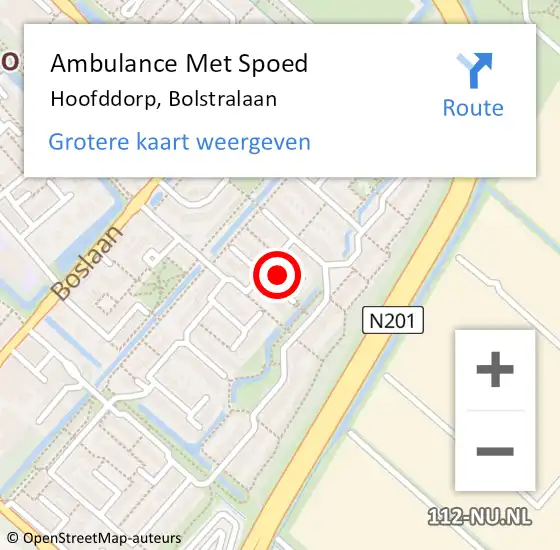 Locatie op kaart van de 112 melding: Ambulance Met Spoed Naar Hoofddorp, Bolstralaan op 18 mei 2024 21:35