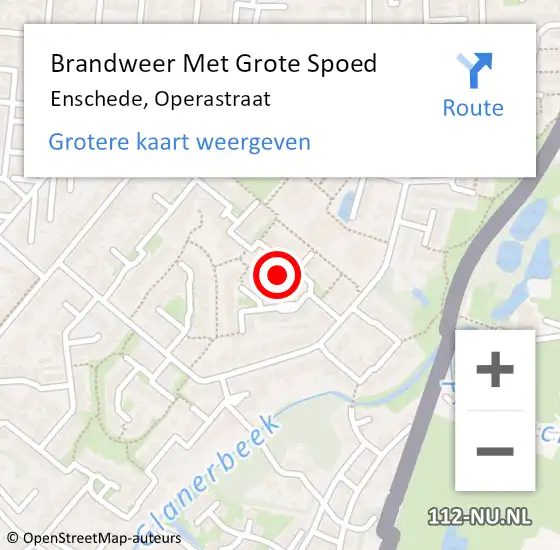 Locatie op kaart van de 112 melding: Brandweer Met Grote Spoed Naar Enschede, Operastraat op 18 mei 2024 21:39