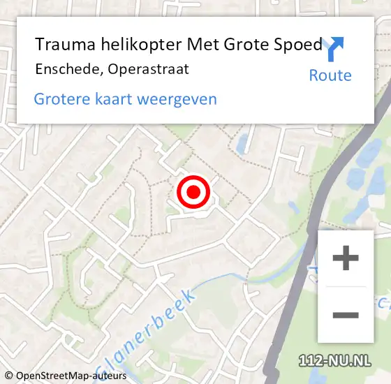 Locatie op kaart van de 112 melding: Trauma helikopter Met Grote Spoed Naar Enschede, Operastraat op 18 mei 2024 21:46