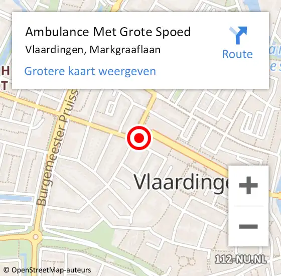 Locatie op kaart van de 112 melding: Ambulance Met Grote Spoed Naar Vlaardingen, Markgraaflaan op 18 mei 2024 22:02