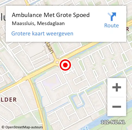 Locatie op kaart van de 112 melding: Ambulance Met Grote Spoed Naar Maassluis, Mesdaglaan op 18 mei 2024 22:03