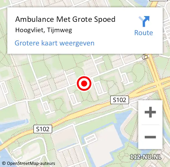 Locatie op kaart van de 112 melding: Ambulance Met Grote Spoed Naar Hoogvliet, Tijmweg op 18 mei 2024 22:09