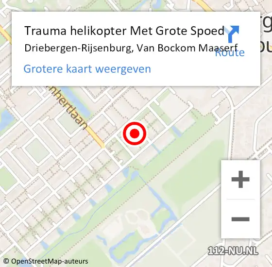 Locatie op kaart van de 112 melding: Trauma helikopter Met Grote Spoed Naar Driebergen-Rijsenburg, Van Bockom Maaserf op 18 mei 2024 22:18