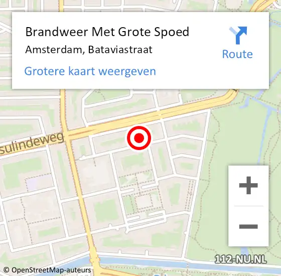 Locatie op kaart van de 112 melding: Brandweer Met Grote Spoed Naar Amsterdam, Bataviastraat op 18 mei 2024 22:20