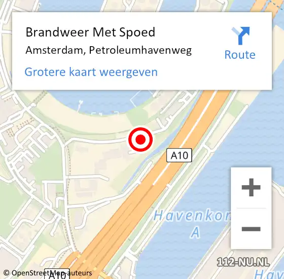 Locatie op kaart van de 112 melding: Brandweer Met Spoed Naar Amsterdam, Petroleumhavenweg op 18 mei 2024 22:22