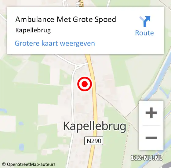Locatie op kaart van de 112 melding: Ambulance Met Grote Spoed Naar Kapellebrug op 18 mei 2024 22:31