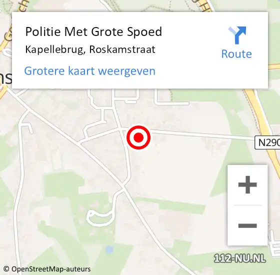 Locatie op kaart van de 112 melding: Politie Met Grote Spoed Naar Kapellebrug, Roskamstraat op 18 mei 2024 22:32