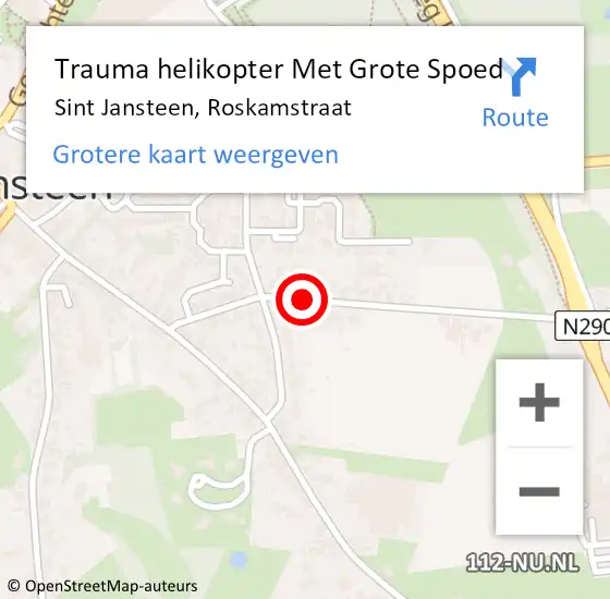 Locatie op kaart van de 112 melding: Trauma helikopter Met Grote Spoed Naar Sint Jansteen, Roskamstraat op 18 mei 2024 22:33