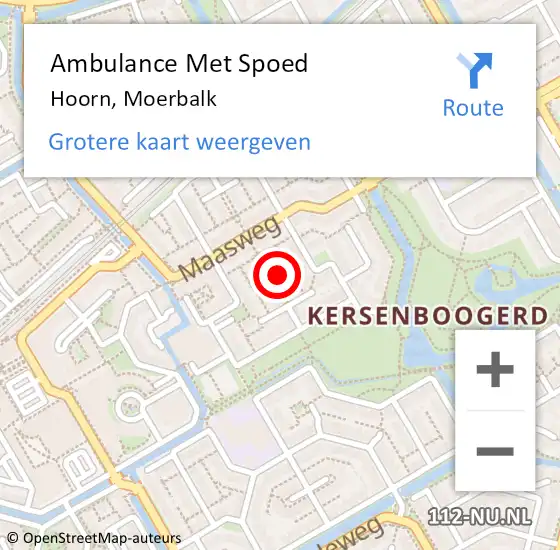 Locatie op kaart van de 112 melding: Ambulance Met Spoed Naar Hoorn, Moerbalk op 18 mei 2024 22:40