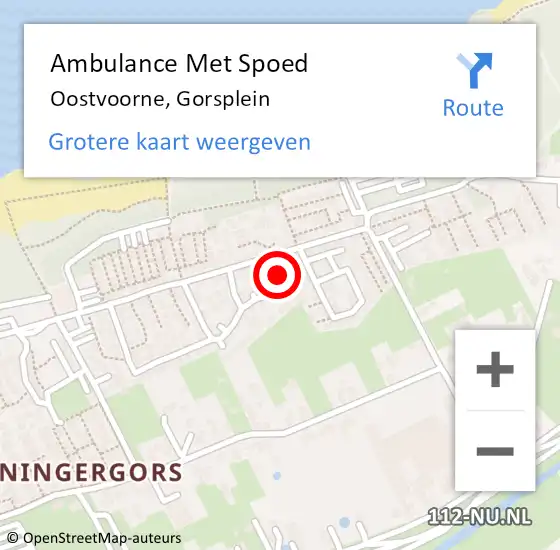 Locatie op kaart van de 112 melding: Ambulance Met Spoed Naar Oostvoorne, Gorsplein op 18 mei 2024 22:42