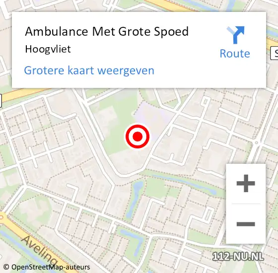Locatie op kaart van de 112 melding: Ambulance Met Grote Spoed Naar Hoogvliet op 18 mei 2024 23:05