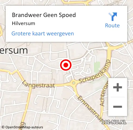 Locatie op kaart van de 112 melding: Brandweer Geen Spoed Naar Hilversum op 18 mei 2024 23:07
