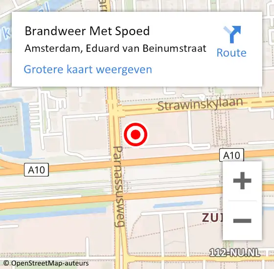 Locatie op kaart van de 112 melding: Brandweer Met Spoed Naar Amsterdam, Eduard van Beinumstraat op 18 mei 2024 23:09