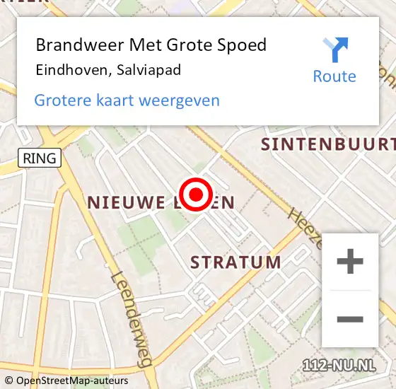 Locatie op kaart van de 112 melding: Brandweer Met Grote Spoed Naar Eindhoven, Salviapad op 18 mei 2024 23:13