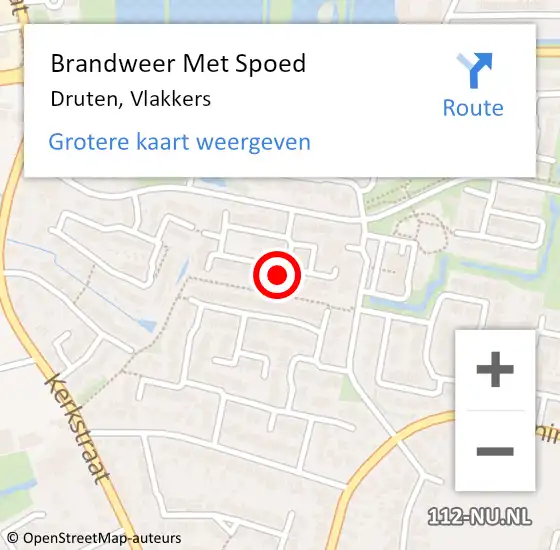 Locatie op kaart van de 112 melding: Brandweer Met Spoed Naar Druten, Vlakkers op 18 mei 2024 23:18