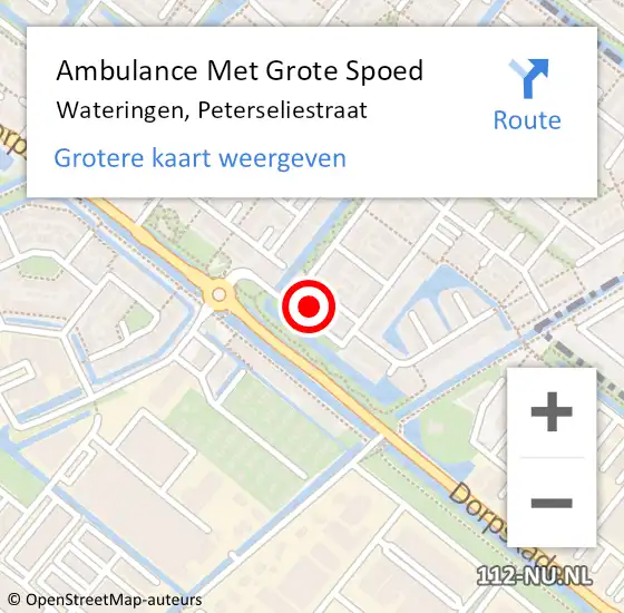 Locatie op kaart van de 112 melding: Ambulance Met Grote Spoed Naar Wateringen, Peterseliestraat op 18 mei 2024 23:29