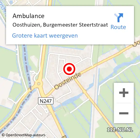 Locatie op kaart van de 112 melding: Ambulance Oosthuizen, Burgemeester Steertstraat op 18 mei 2024 23:40