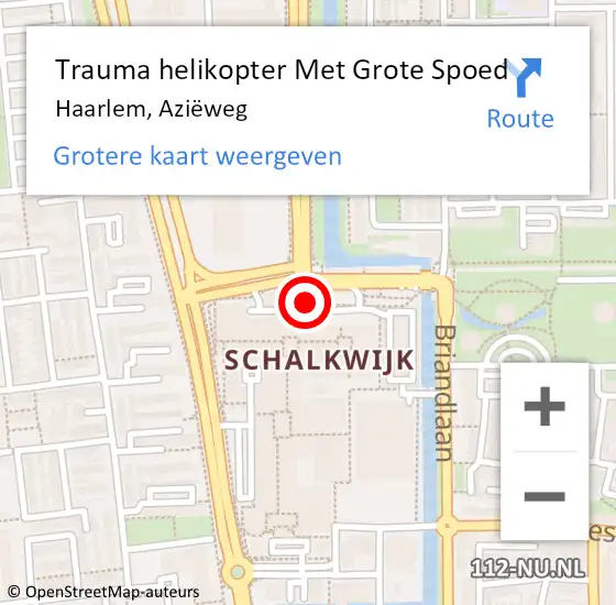 Locatie op kaart van de 112 melding: Trauma helikopter Met Grote Spoed Naar Haarlem, Aziëweg op 18 mei 2024 23:49