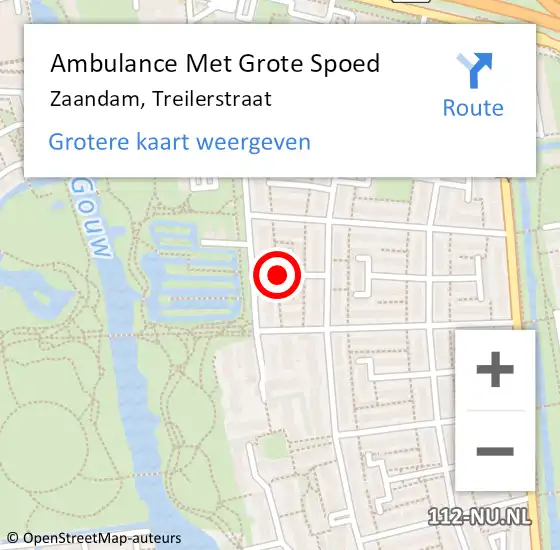 Locatie op kaart van de 112 melding: Ambulance Met Grote Spoed Naar Zaandam, Treilerstraat op 18 mei 2024 23:51