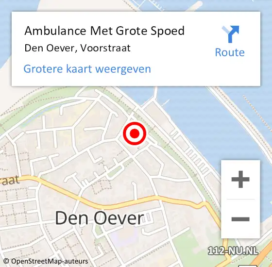 Locatie op kaart van de 112 melding: Ambulance Met Grote Spoed Naar Den Oever, Voorstraat op 19 mei 2024 00:00