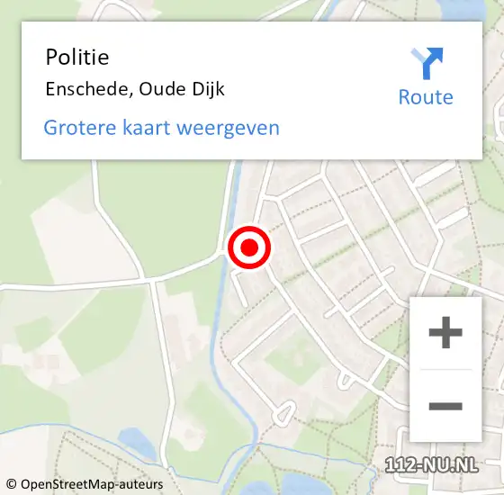 Locatie op kaart van de 112 melding: Politie Enschede, Oude Dijk op 19 mei 2024 00:05