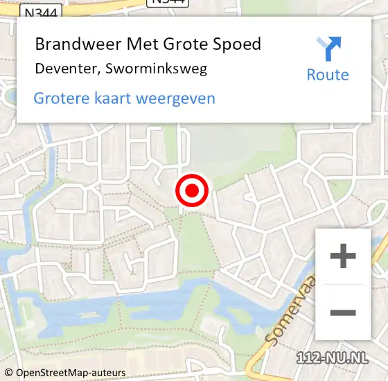 Locatie op kaart van de 112 melding: Brandweer Met Grote Spoed Naar Deventer, Sworminksweg op 19 mei 2024 00:06