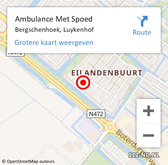 Locatie op kaart van de 112 melding: Ambulance Met Spoed Naar Bergschenhoek, Luykenhof op 19 mei 2024 00:07