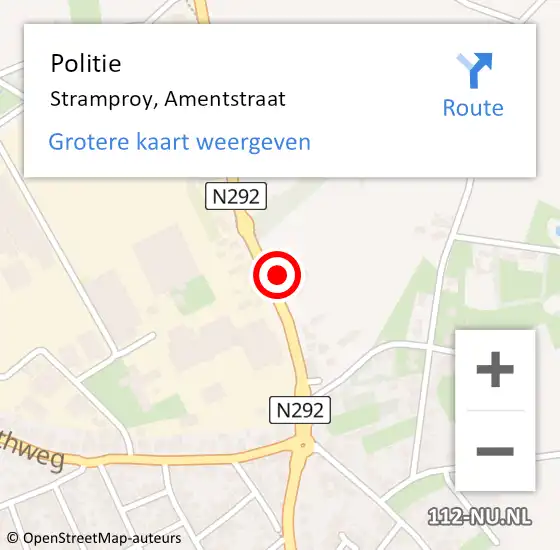 Locatie op kaart van de 112 melding: Politie Stramproy, Amentstraat op 19 mei 2024 00:11