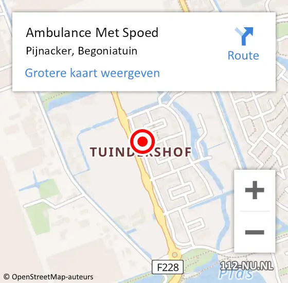 Locatie op kaart van de 112 melding: Ambulance Met Spoed Naar Pijnacker, Begoniatuin op 19 mei 2024 00:14