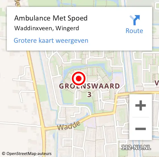 Locatie op kaart van de 112 melding: Ambulance Met Spoed Naar Waddinxveen, Wingerd op 19 mei 2024 00:17