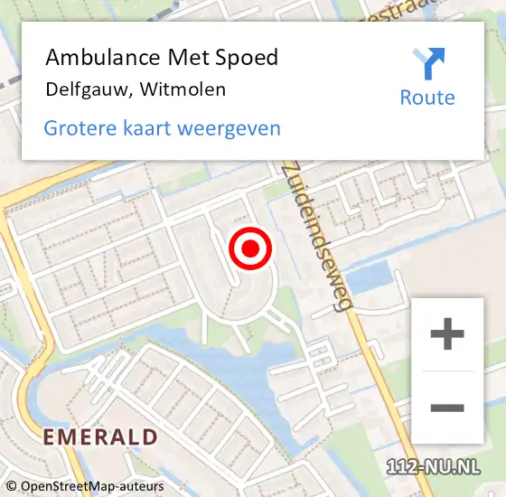 Locatie op kaart van de 112 melding: Ambulance Met Spoed Naar Delfgauw, Witmolen op 19 mei 2024 00:19